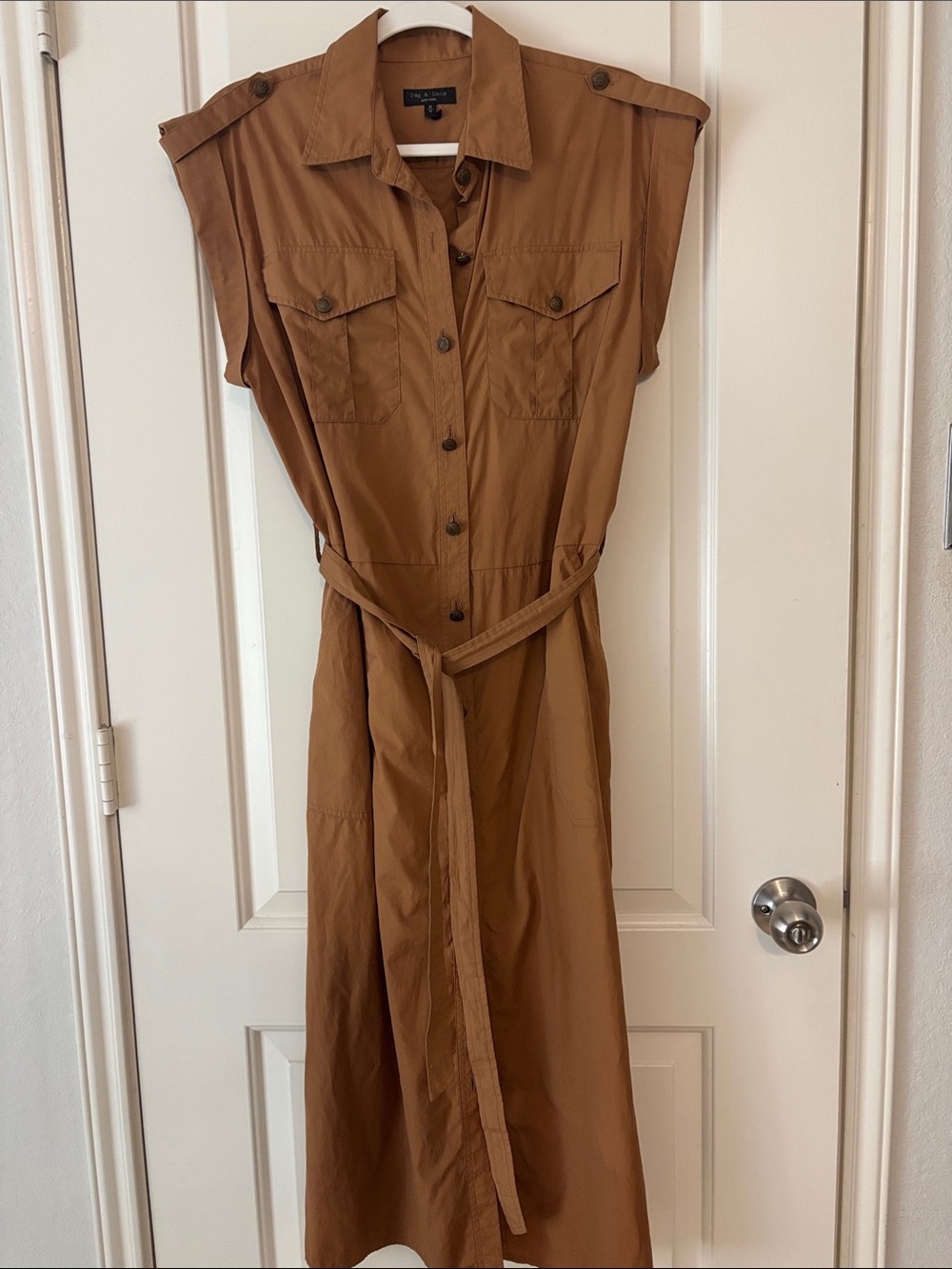 rag & bone Sleeveless Button-Front Maxi Dress in Brown